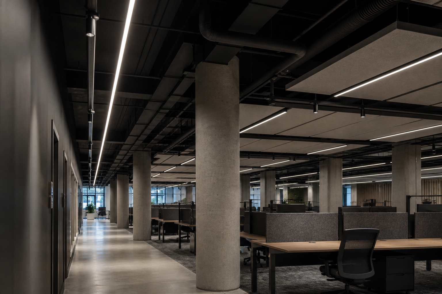 办公建筑线性照明场景示意